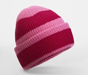 BEECHFIELD BF391R - COLOUR BLOCK BEANIE True Pink/Classic Red