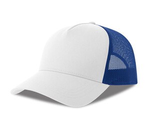 ATLANTIS HEADWEAR AT228 - 5-panel cotton trucker-style cap White/Royal